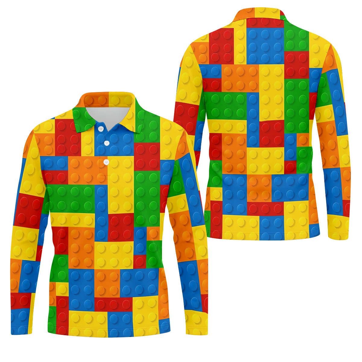 Lego Pattern Colorful Golf Shirt, Golf Tops For Men, Polo ShirtFor Men, Golf Shirts For Men