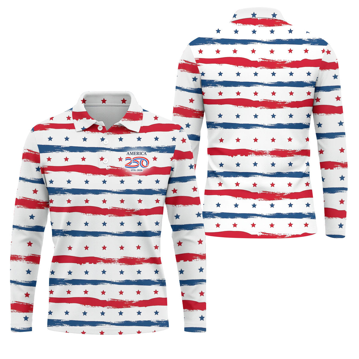 America 250 Red White Blue Stars And Stripes Golf Tops For Men, Patriotic 4th Of July Golf Shirts For Men