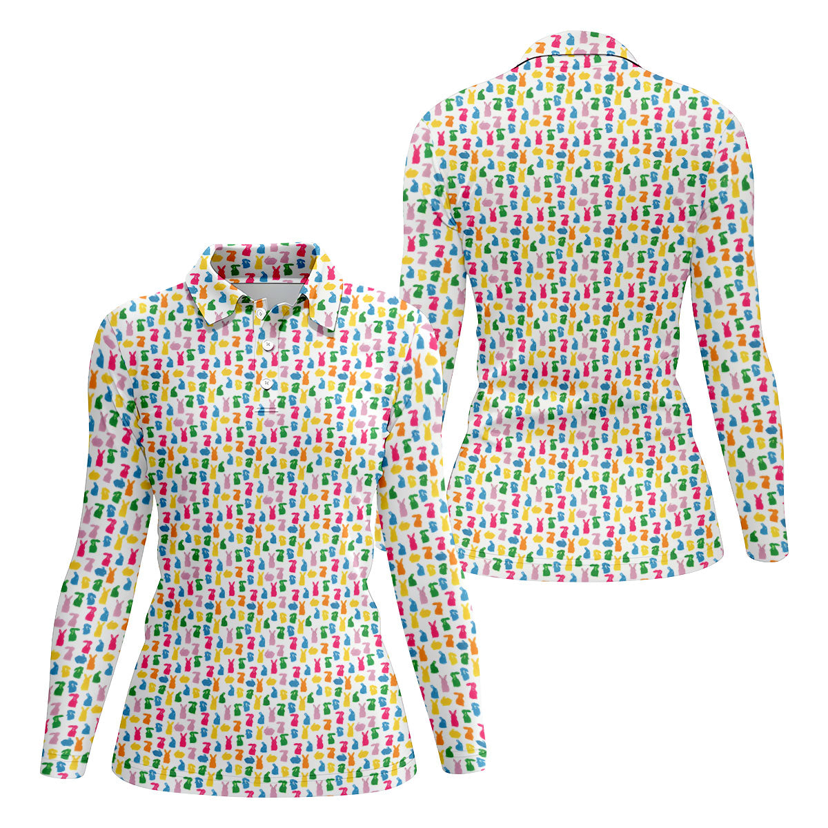 Bunny Hops Seamless Pattern Easter Golf Shirt, Women Golf Top, Fun Women's Golf Shirts, Ladies Golf Shirts