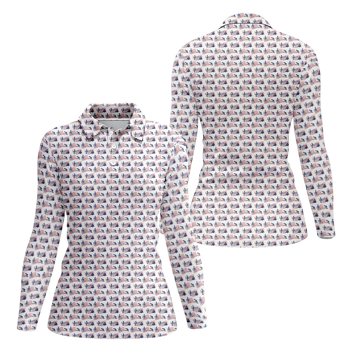 Naughty Position American Flag Pattern Patriotic Golf Shirts, 250th Anniversary Ladies Golf Shirts