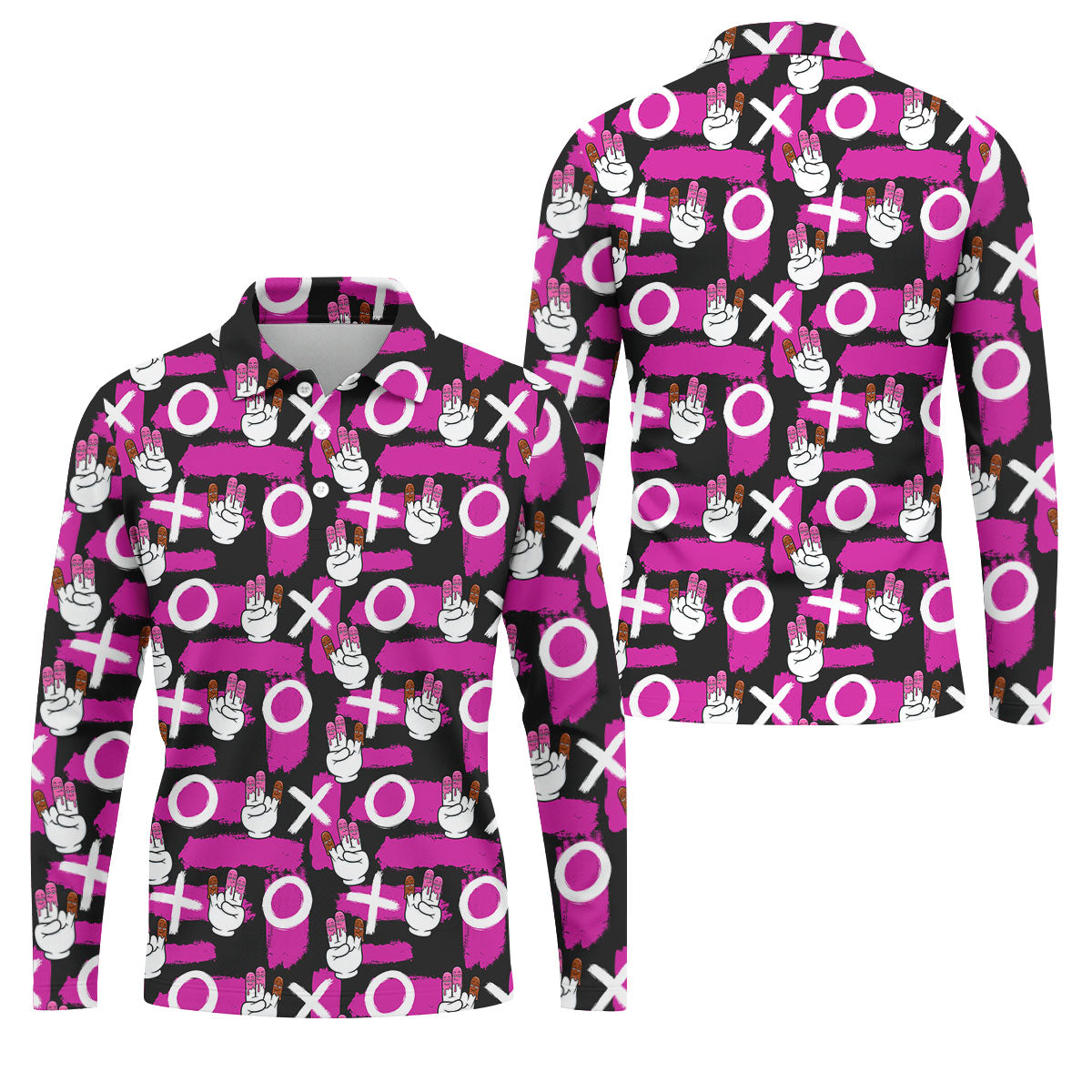 Chocolate Fingers Adult Humor XOXO Black Purple Fun Golf Shirts For Men, Valentines Golf Gift, Polo ShirtFor Men