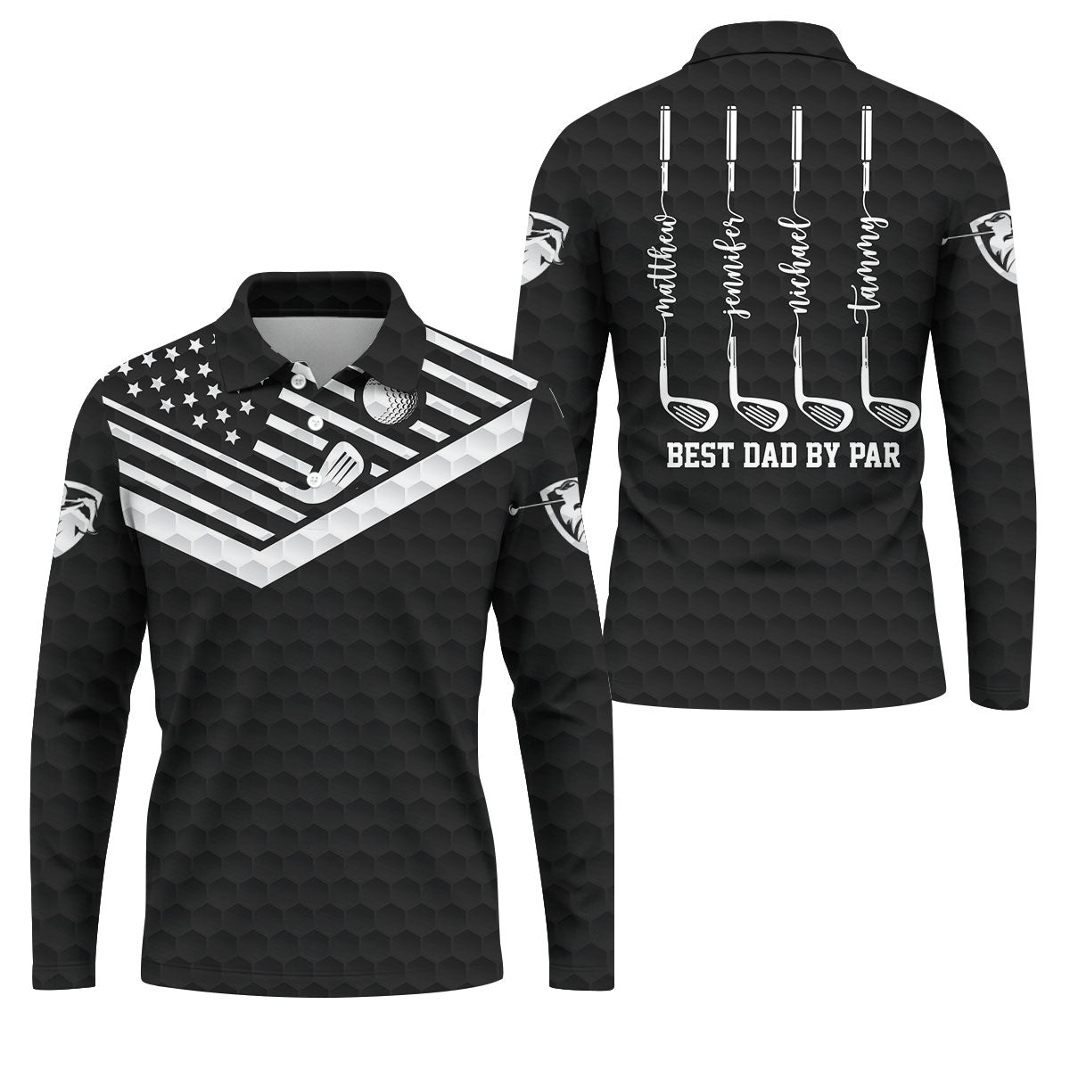 Best Dad By Par US Flag Pattern Father's Day Golf Shirt, Golf Gift For Dad, Personalized Gifts For Dad