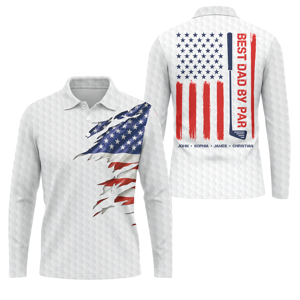 Best Dad By Par Patriotic Golf Shirt, US Flag Golf Shirt For Dad, Golf Tops For Men, Father's Day Golf Gift
