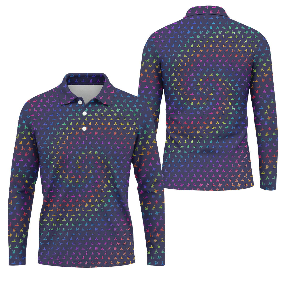 Naughty Position Adult Humor Rainbow Effect Men's Golf Polo Shirt Golf Gift For Men, Golf Shirts For Men
