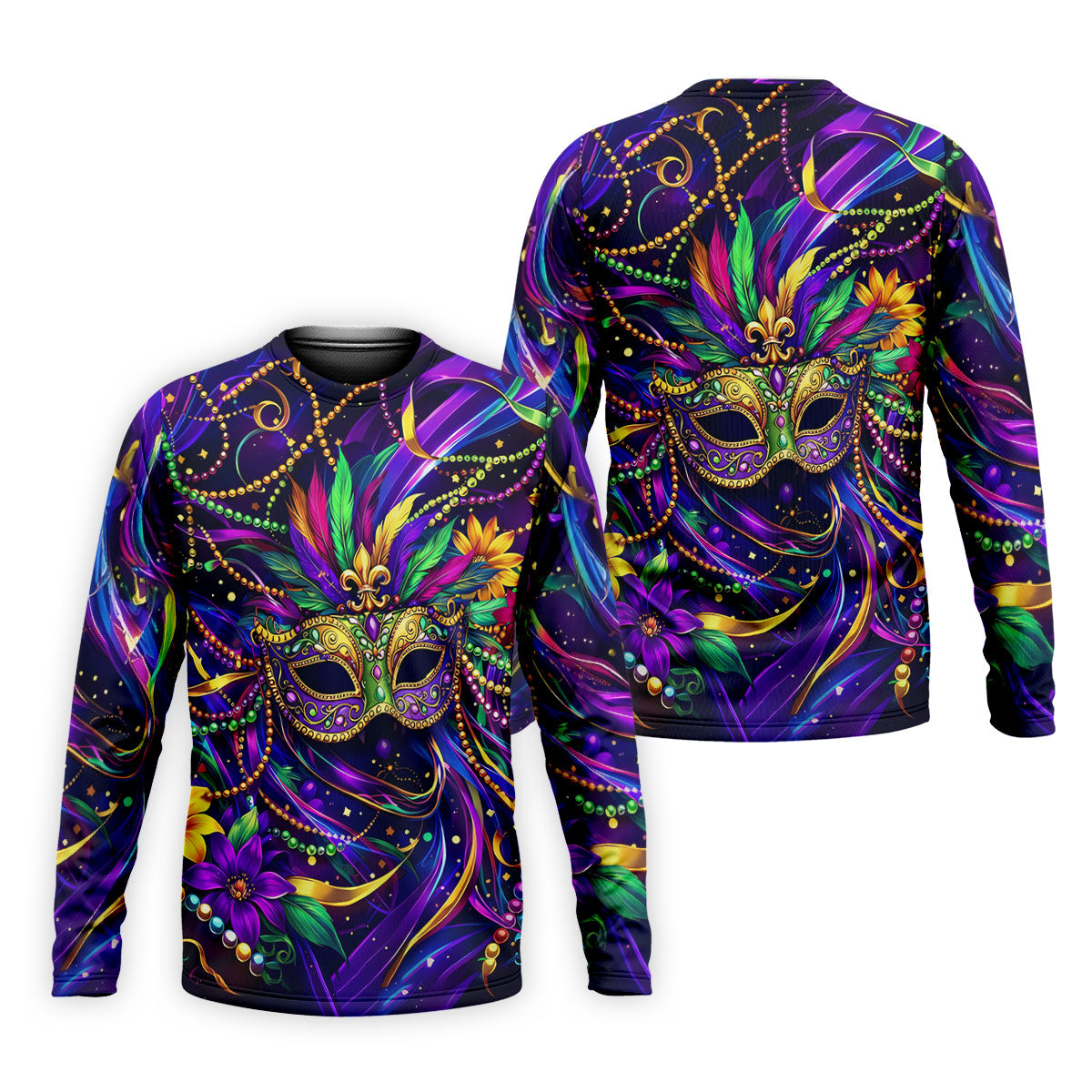 Mardi Gras Beads Ribbons Feather Masquerade Mask Print Golf Shirt, Golf Polo Shirtlf Tops For Men