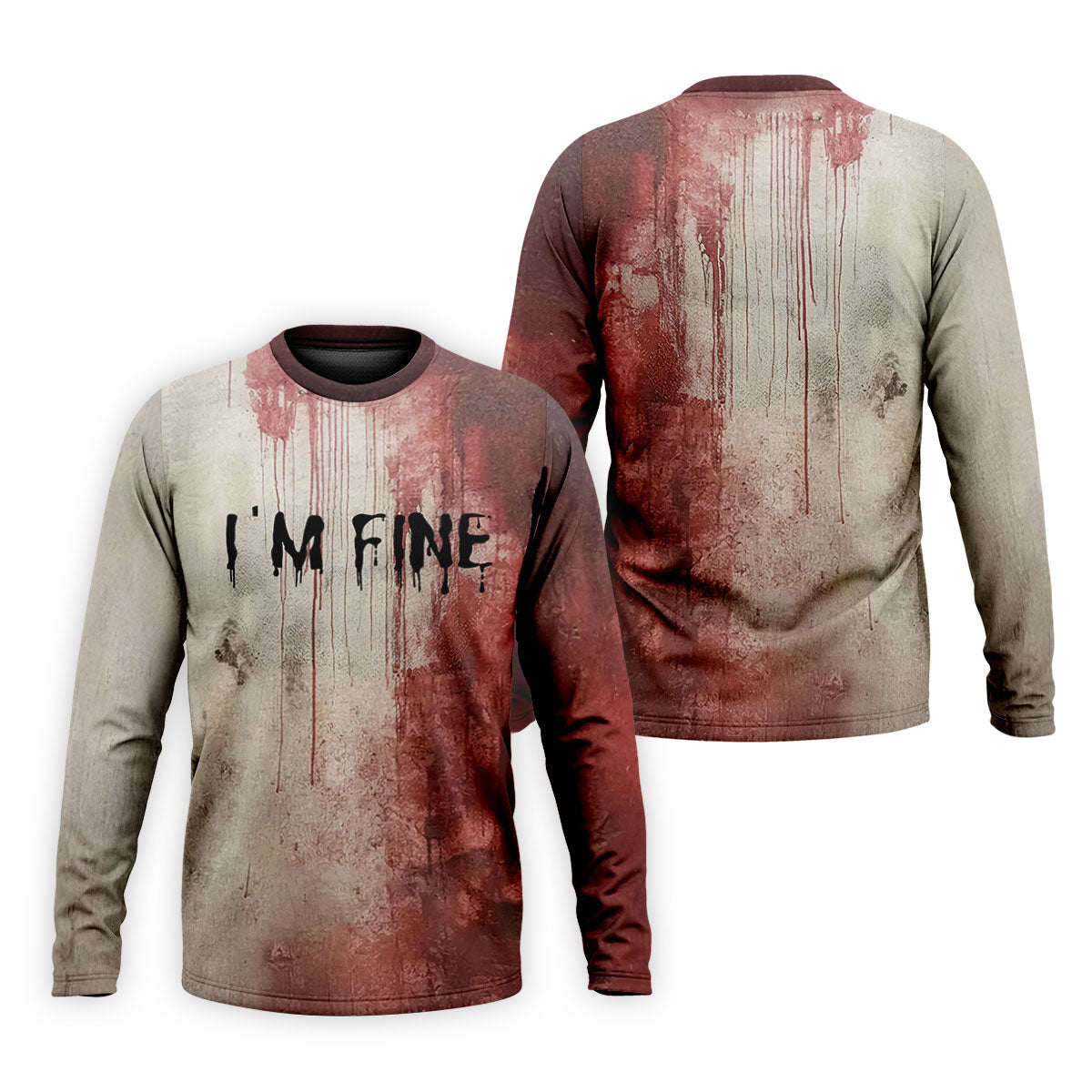 I'm Fine Halloween Blood Splatter Golf Tops For Men, Horror Blood Polo ShirtFor Men, Unique Gift For Golfer