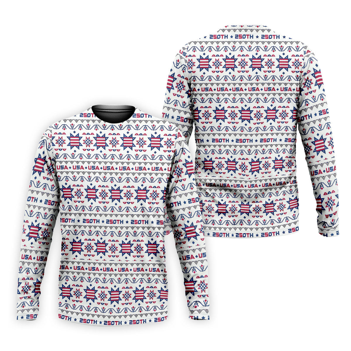Red White Blue Ohio Star Quilt Pattern 4th Of July Golf Shirts For Men, 250th Anniversary Patriotic Golf Shirt