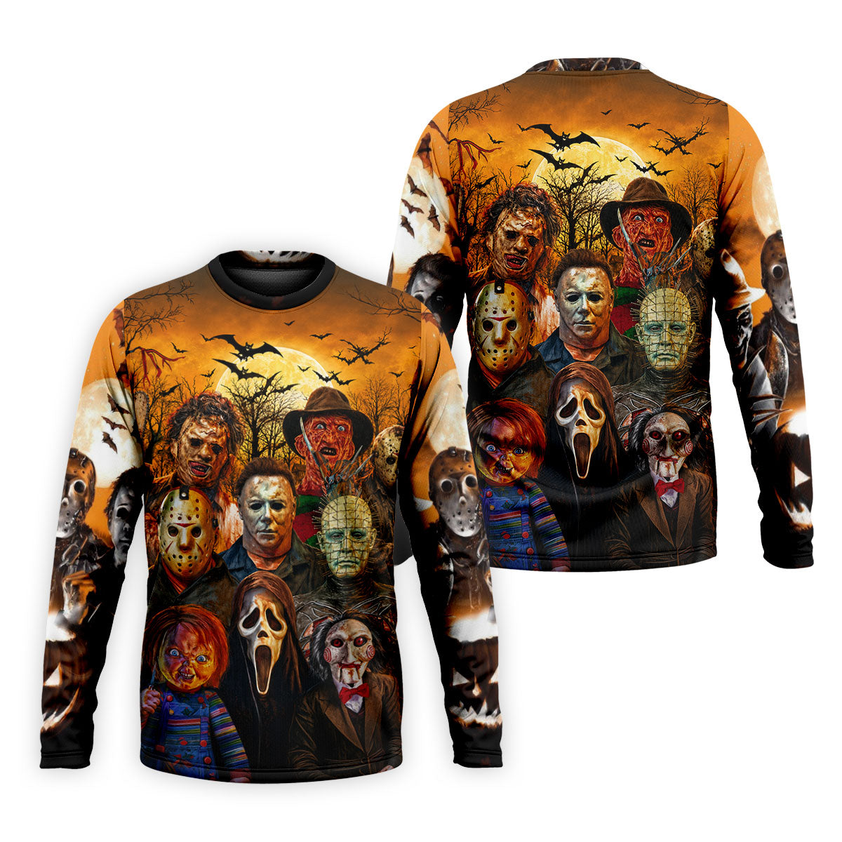 Halloween Horror Character Hawaiian Golf Shirt, Mens Golf Shirts, Golf Apparel For Men