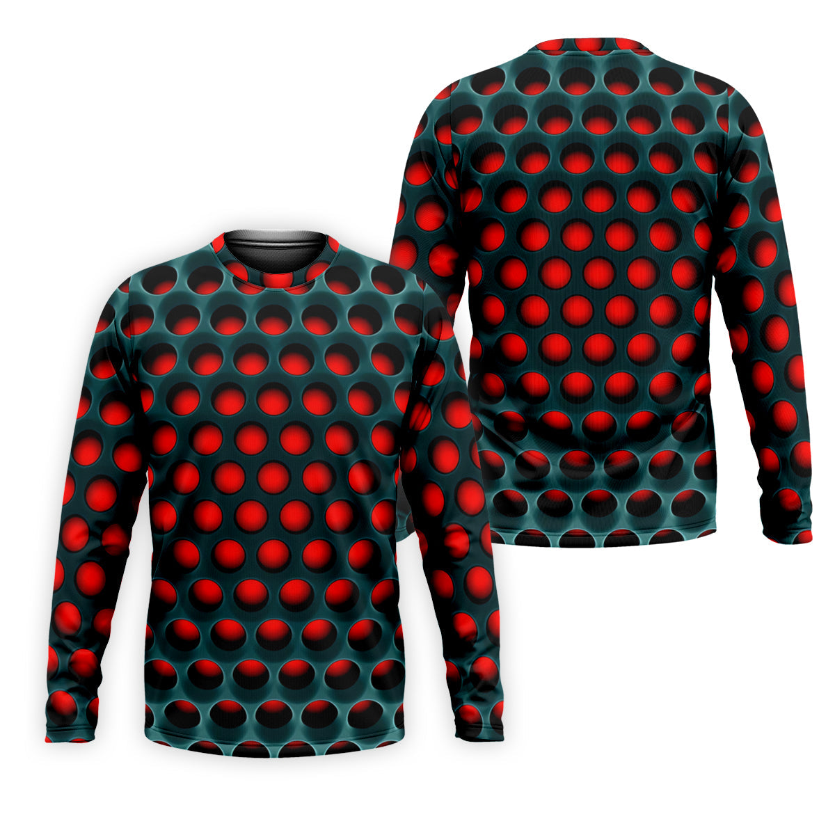 3D Effect Circular Pattern Red Golf Shirt, Cool Golf Outfit, Men's Funny Golf Shirts, Polo ShirtFor Men