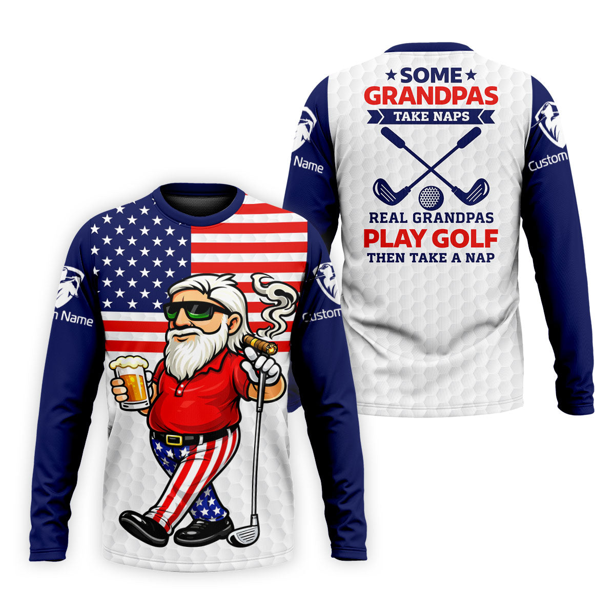 Real Grandpas Play Golf Father's Day 4th Of July Golf Shirt, 250 Years Polo Shirtor Men