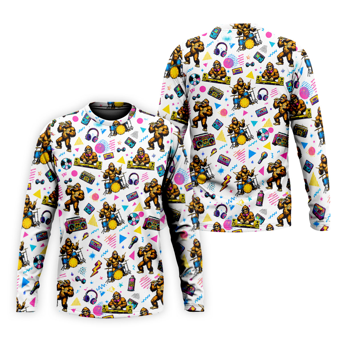 Bigfoot Party Memphis Pattern Retro Golf Shirt, Hawaiian Golf Shirt, Polo Shirtor Men