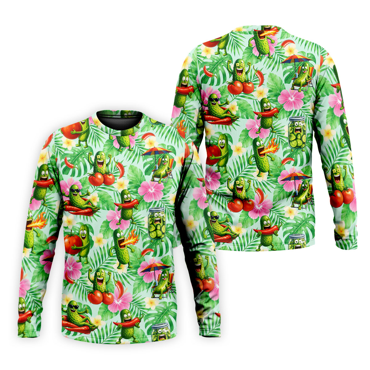 Funny Pickle Tomato Chili Tropical Hawaiian Golf Shirt, Mens Golf Polo, Printed Golf Shirts