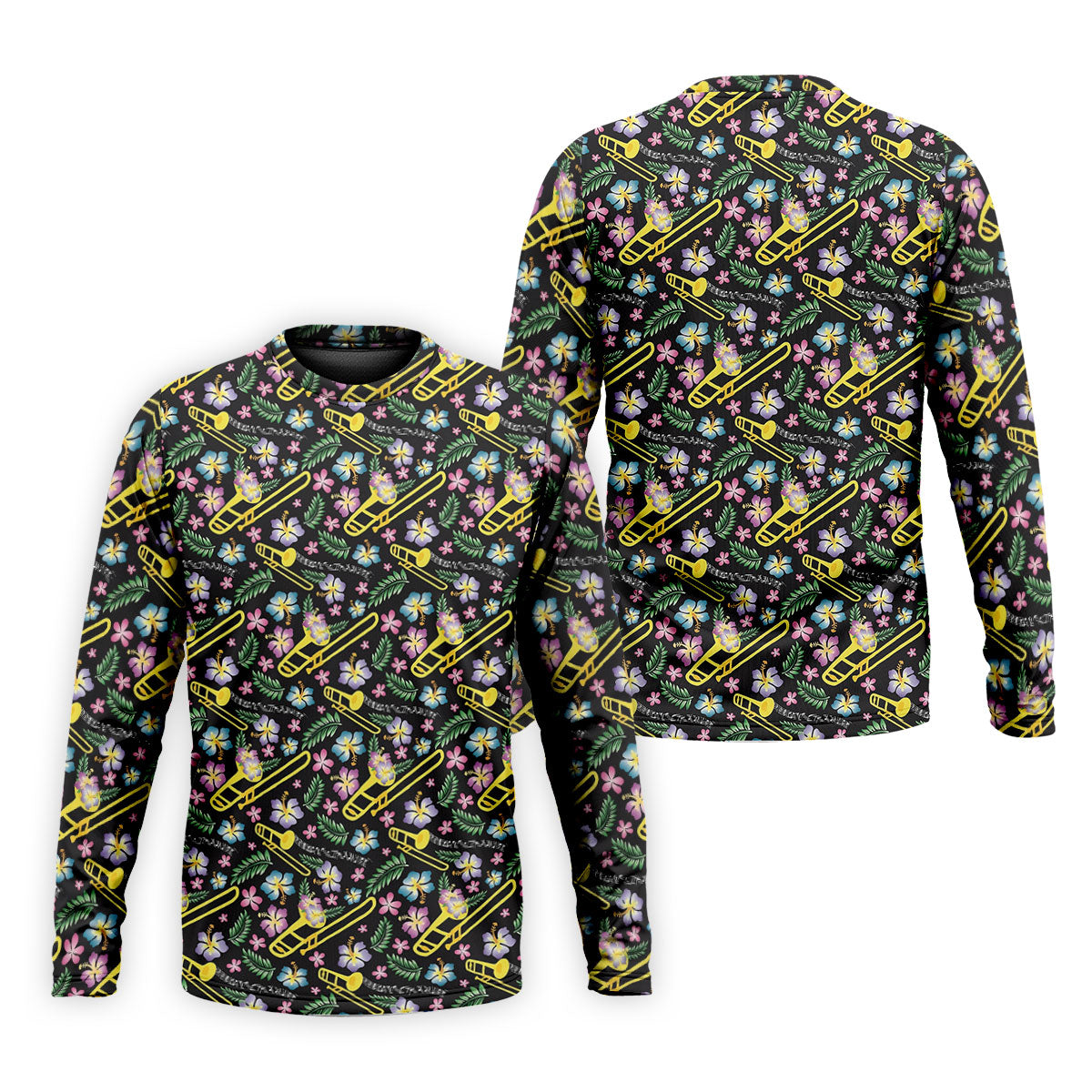 Trombones Floral Tropical Vibe Golf Tops For Men, Polo ShirtFor Men, Golf Shirts For Men