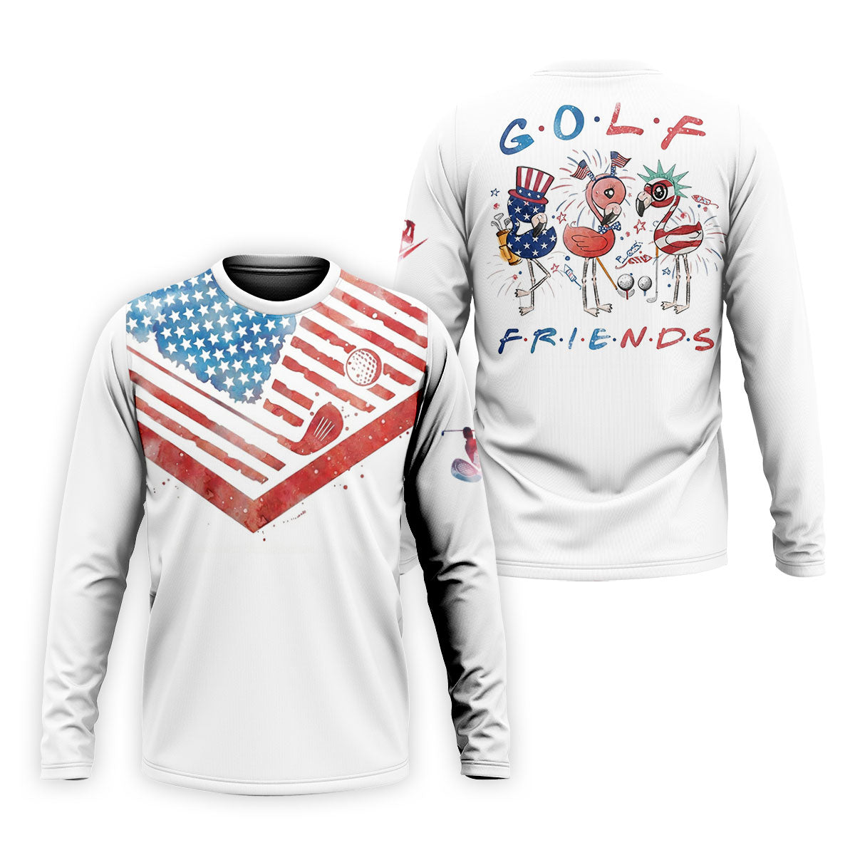 Vintage American Flag Golf Polo Shirt, Mens Golf Shirts, Golf Polo Shirts For Men