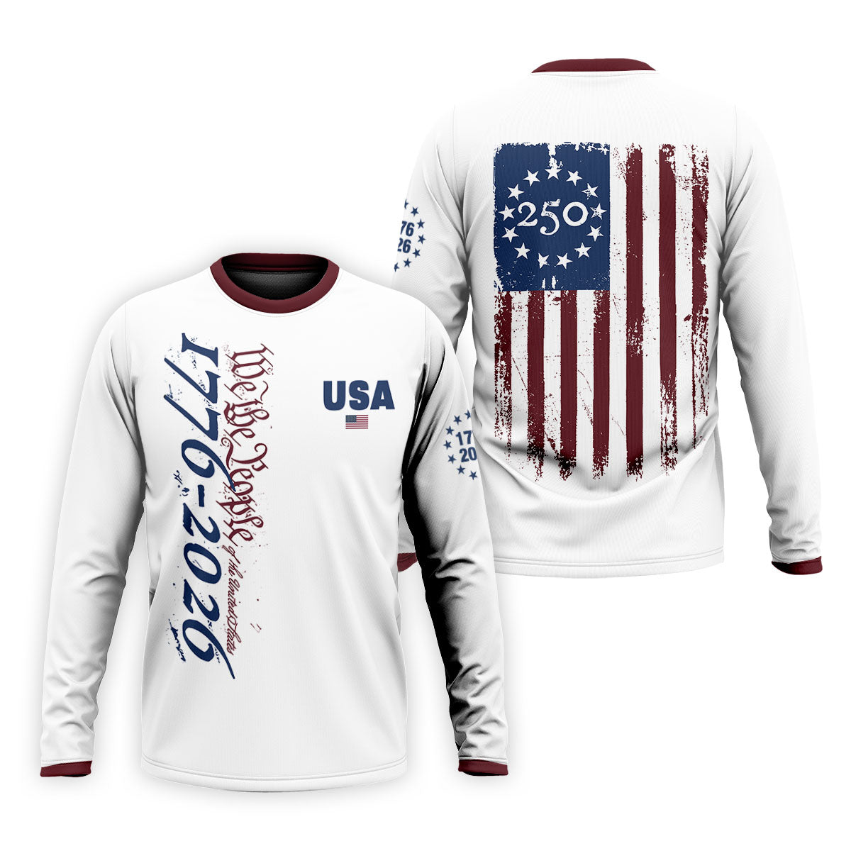 USA 250th Anniversary Long Sleeve Shirt, Independence Day Apparel, Hooded Jumper 4th Of July Gift