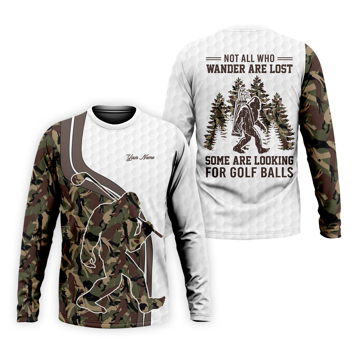 Not All Who Wander Are Lost Bigfoot Camouflage Funny Golf Shirt, Polo Shirtor Men, Golf Shirts For Men