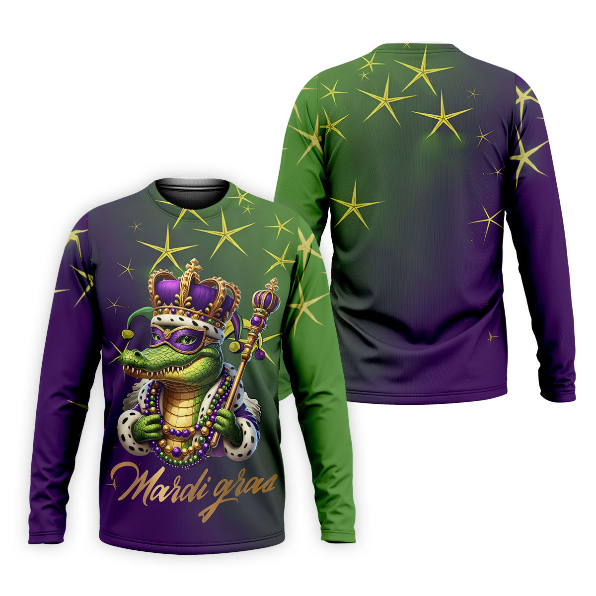 Mardi Gras Aligator Crown Mask Purple Green Gold Golf Tops For Men, Polo ShirtFor Men, Golf Shirts For Men