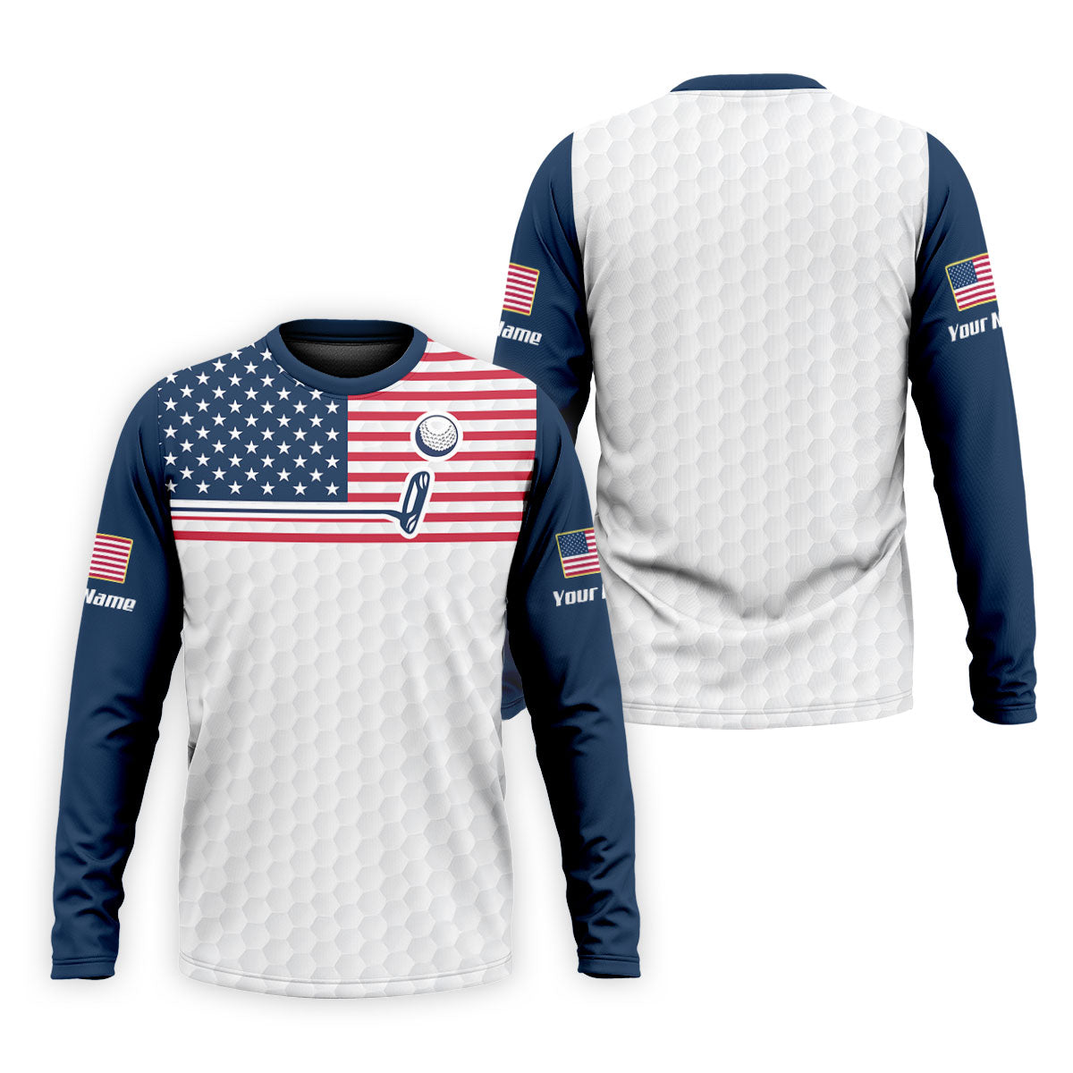 Patriot American Flag Golf Putter Golf Ball Pattern Golf Tops For Men, 250th Anniversary Patriotic Golf Shirt
