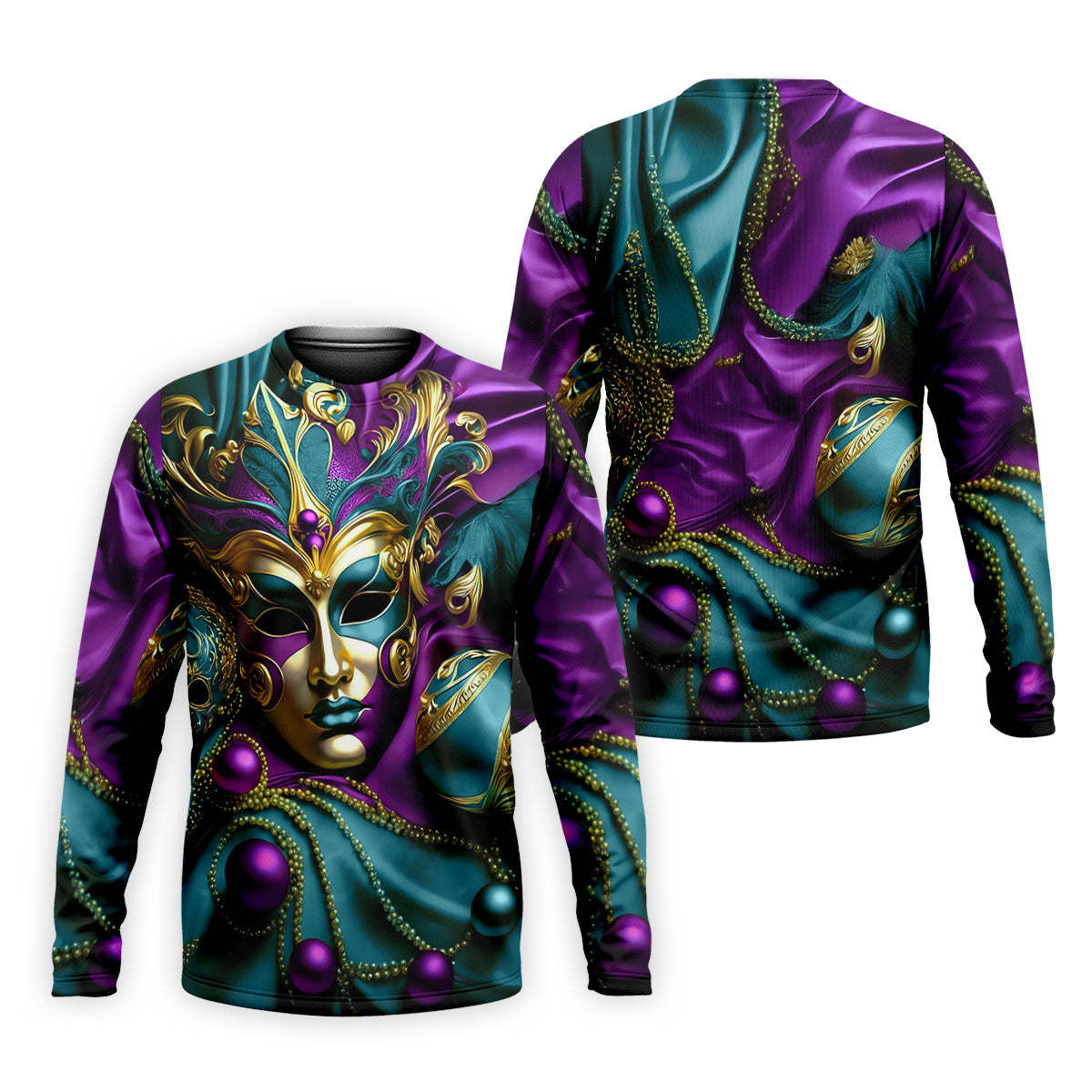 Mardi Gras Face Mask Turquoise Golf Shirt, Polo ShirtFor Men, Golf Shirts For Men, Polo For Men