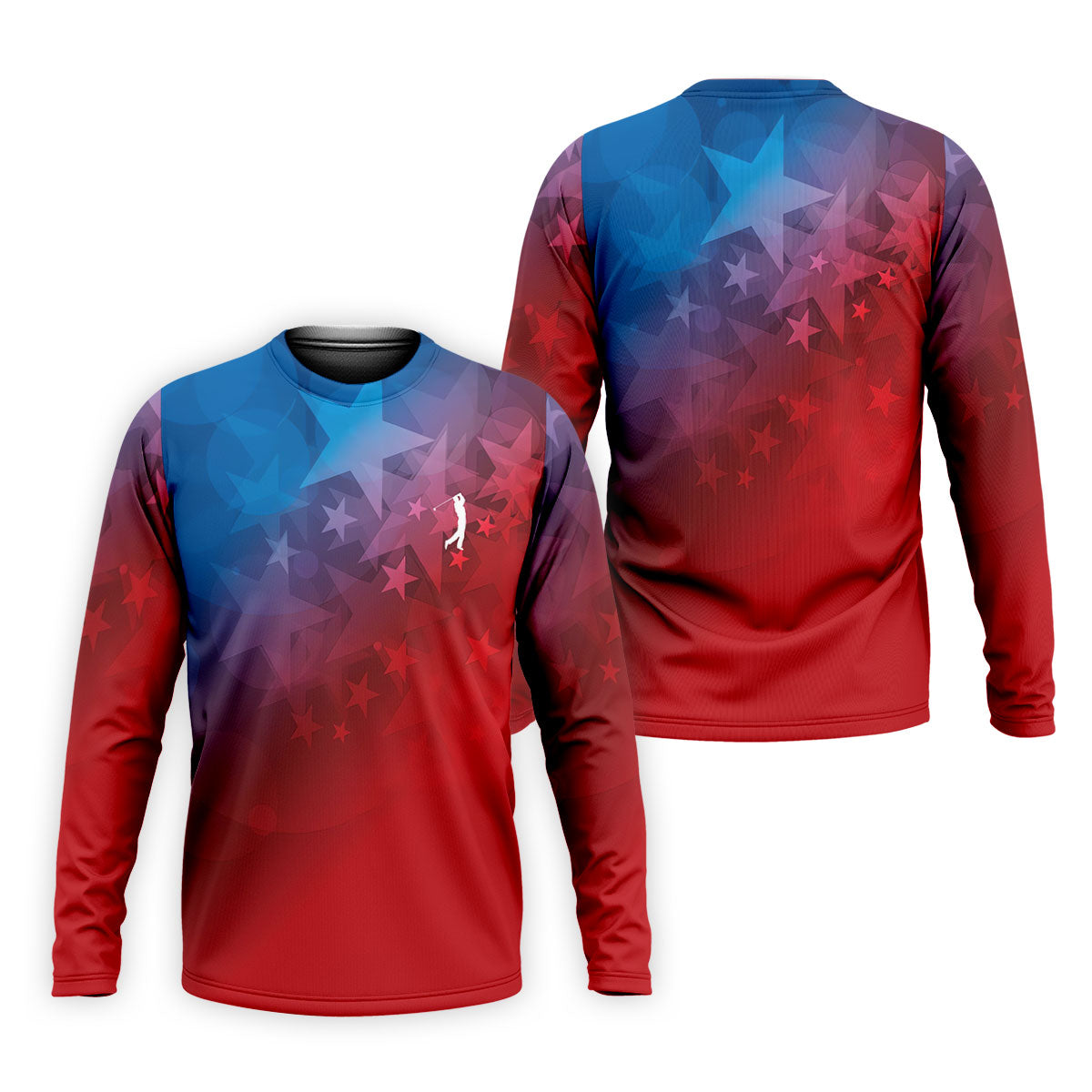 American Flag Pattern Golf Tournament Red And Blue Golf Shirts For Men, Polo ShirtFor Men