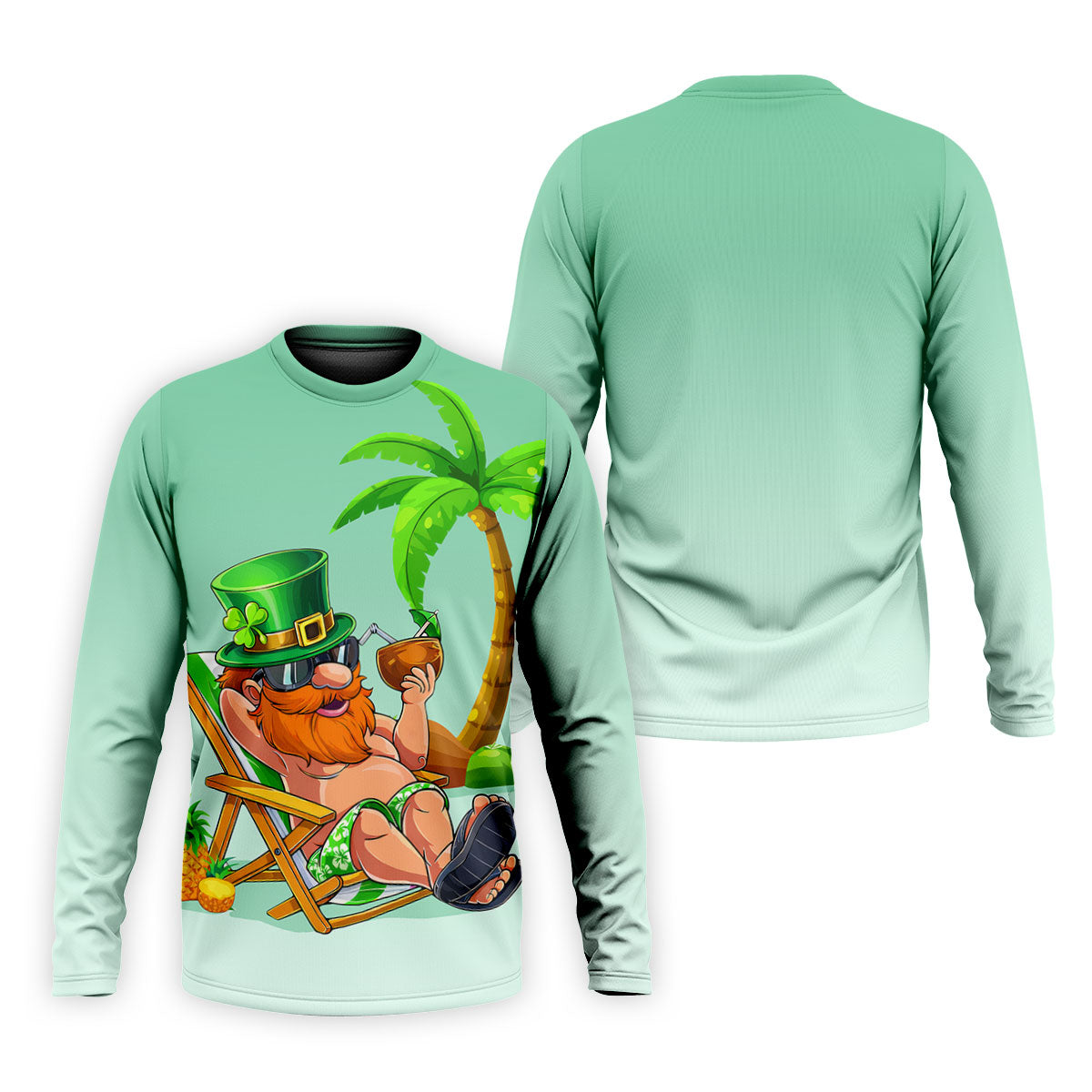Leprechaun St Patrick's Day Hawaiian Summer Fun Golf Shirt, Golf Tops For Men, Golf Shirts For Men