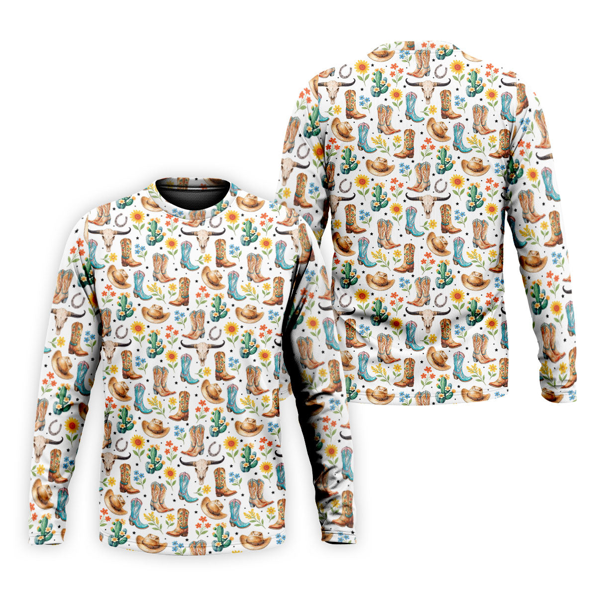 Western Cowboy Boots Floral Pattern Golf Shirt, Mens Golf Apparel, Golf Polo Shirts For Men