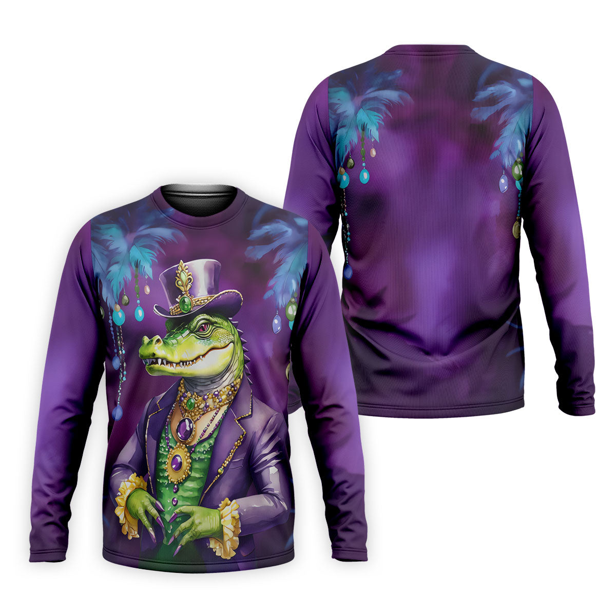 Mardi Gras Alligator Purple Golf Shirt, Men's Funny Golf Shirts, Polo ShirtFor Men, Golf Shirts For Men
