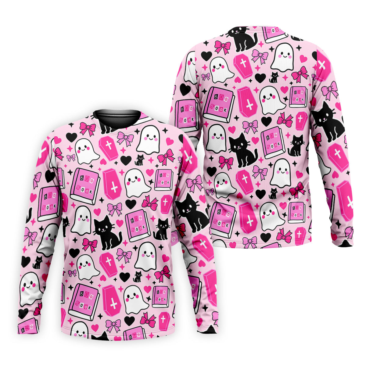 Halloween Boo And Cat Coquette Pink Golf Tops For Men, Fun Golf Shirts For Men, Polo ShirtFor Men