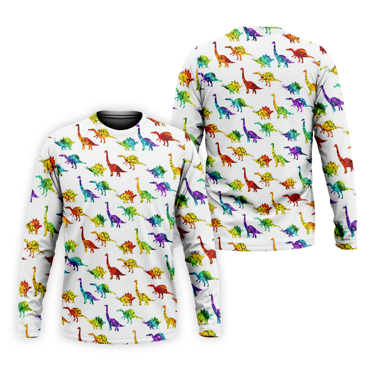 Colorful Dinosaur White Golf Shirt, Golf Tops For Men, Golf Shirts For Men, Polo ShirtFor Men