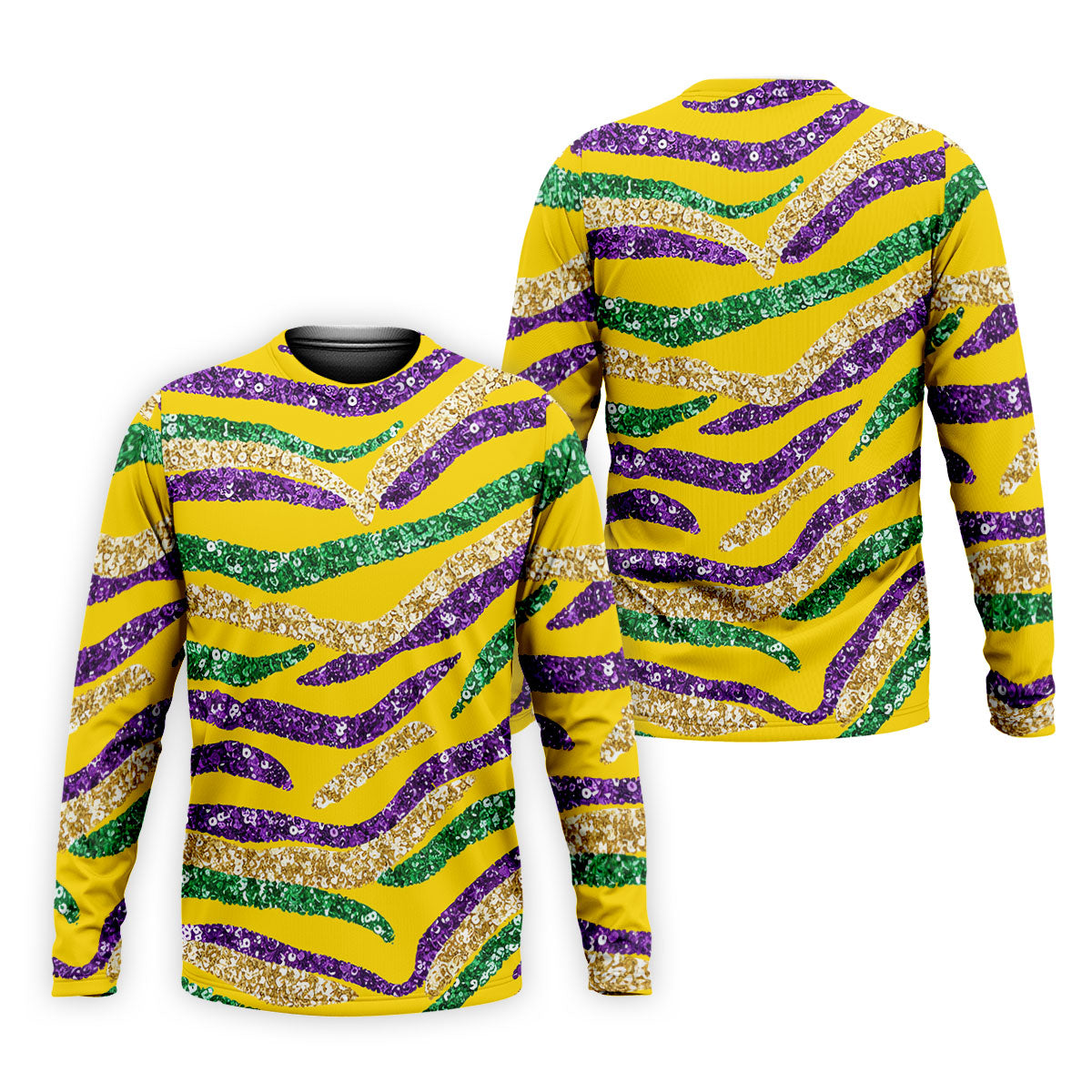 Purple Green Gold Sequin Pattern Yellow Golf Shirt, Mardi Gras Golf Shirt, Polo ShirtFor Men