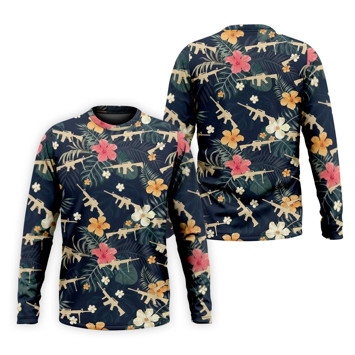 Colorful Hibiscus With Army Theme Golf Shirts For Men, Polo ShirtFor Men, Golfing Apparel