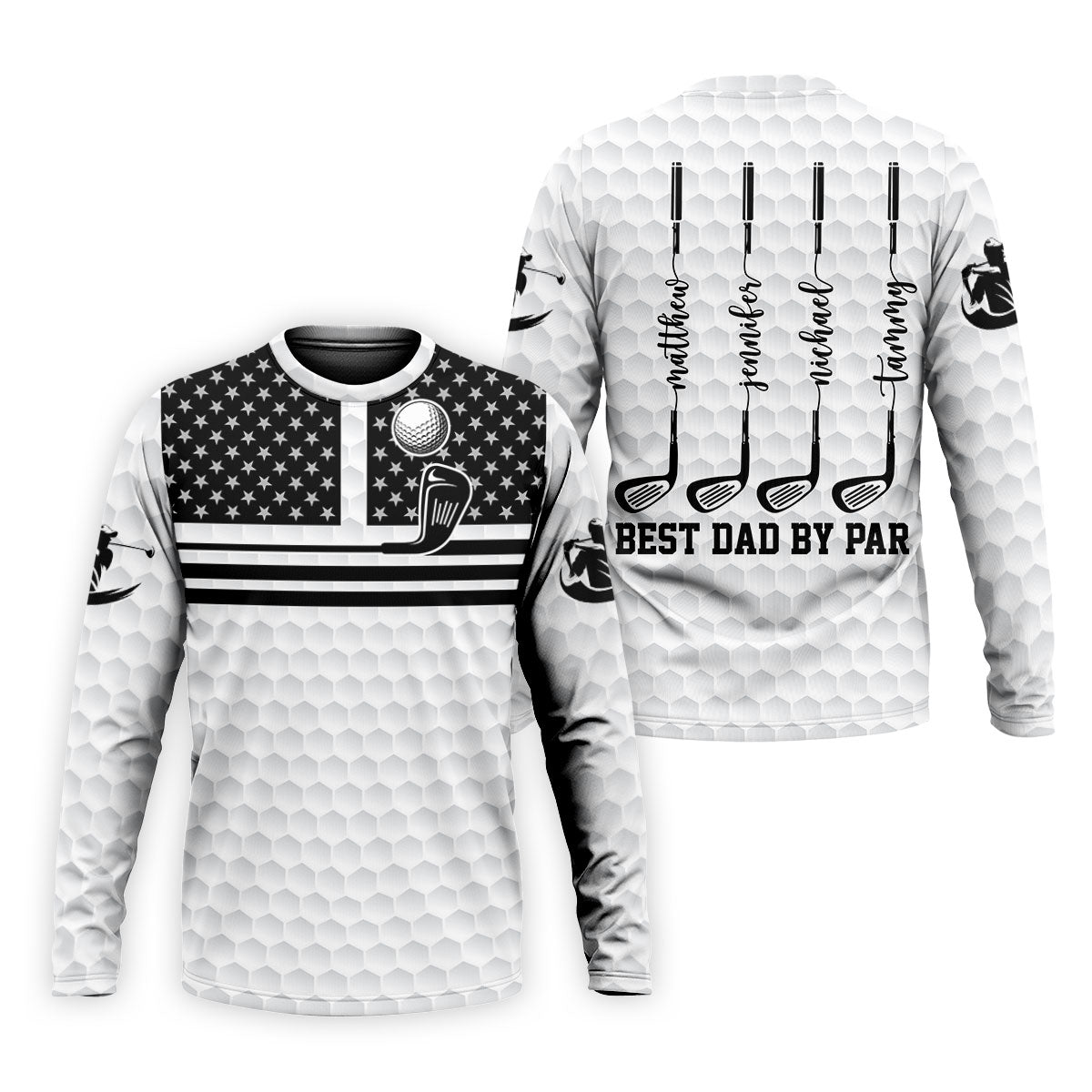 Best Dad By Par US Flag Pattern Dad Golf Shirt, Father's Day Golf Gift, Polo Shirtor Men
