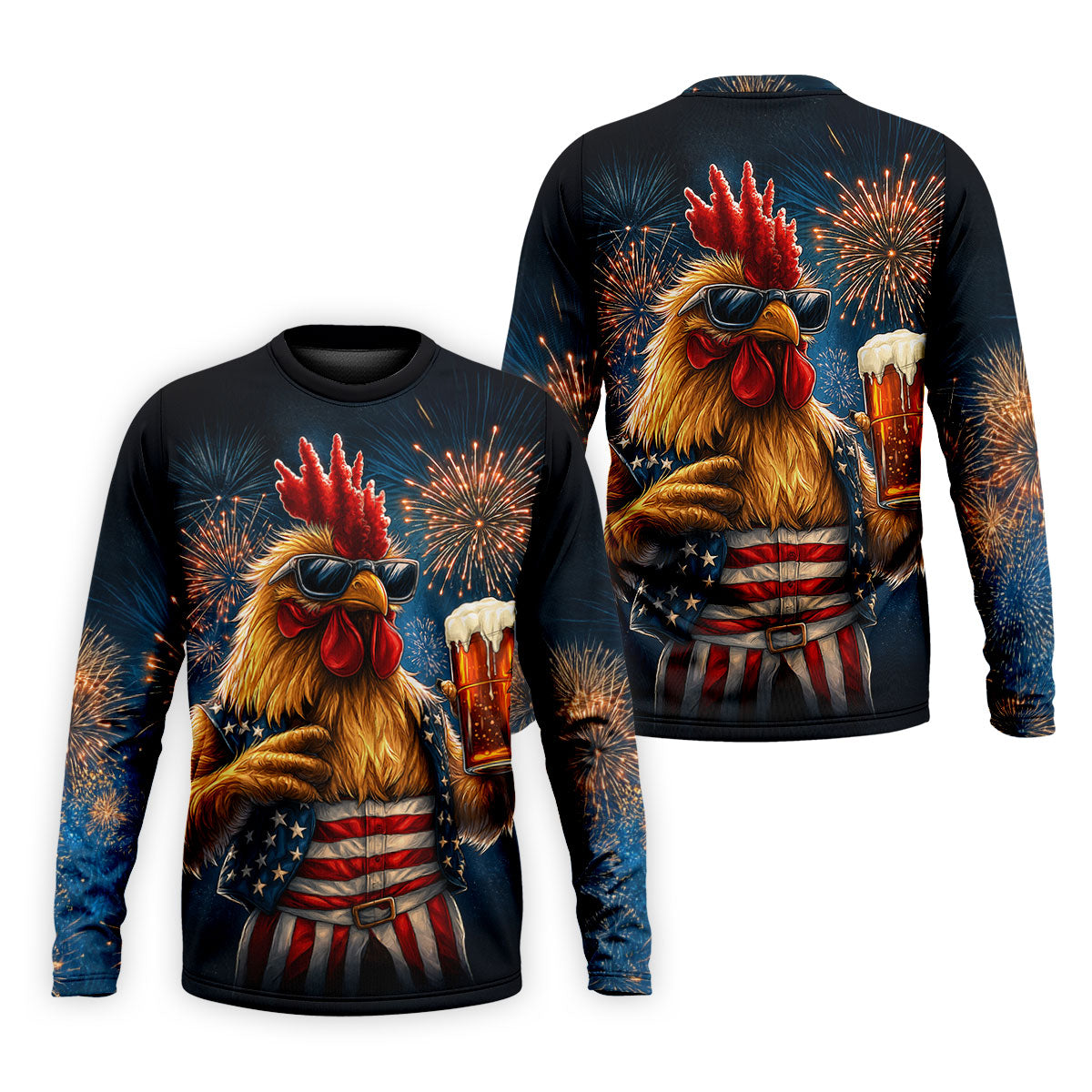 Rooster Beer USA Patriotic Hawaiian Golf Shirt, 250th Anniversary Tropical Vibe Men's Golf Shirt