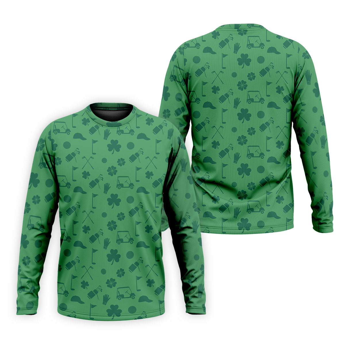 Dark Green Golf Items Seamless Pattern St. Patrick’s Day Shamrock Golf Shirt, Golf Shirts For Men