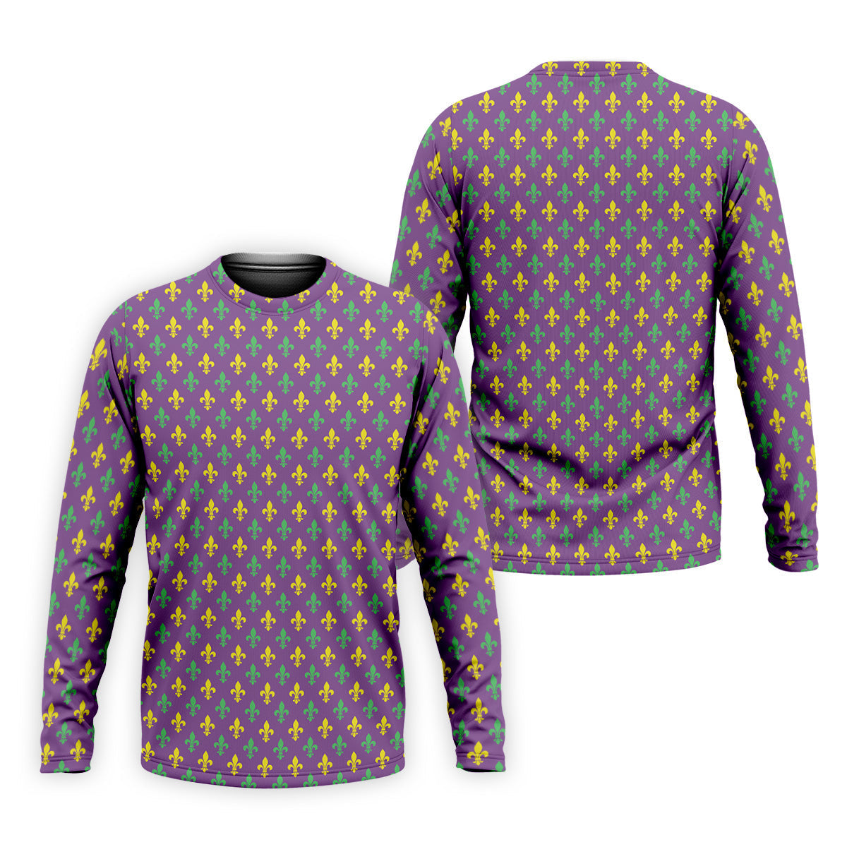 Mardi Gras Theme Green Purple Gold Fleur De Lis Pattern Golf Tops For Men, Golf Gift For Men