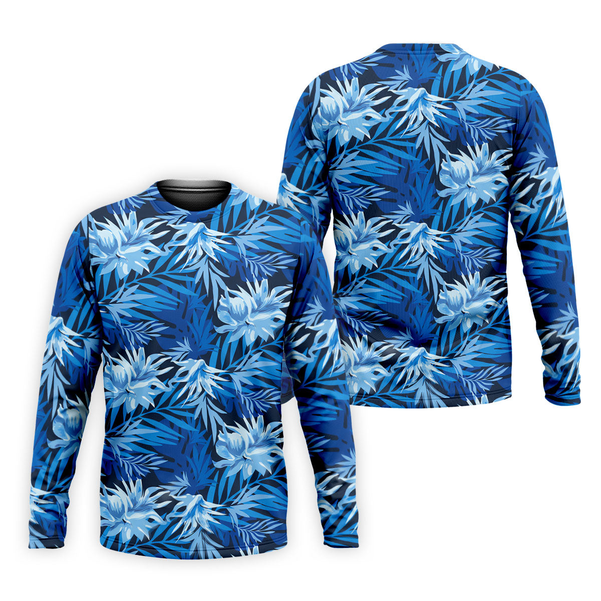 Blue Tropical Hibiscus Floral Golf Shirt, Mens Polo Shirts, Golf Apparel For Men