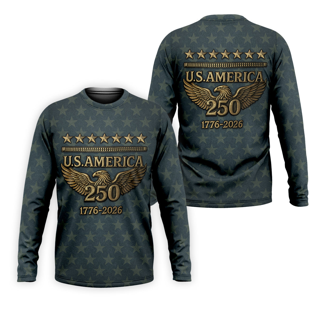 US America 250th Anniversary Denim Color Star Pattern Golf Tops For Men, Patriotic Golf Shirt, Golf Shirts For Men
