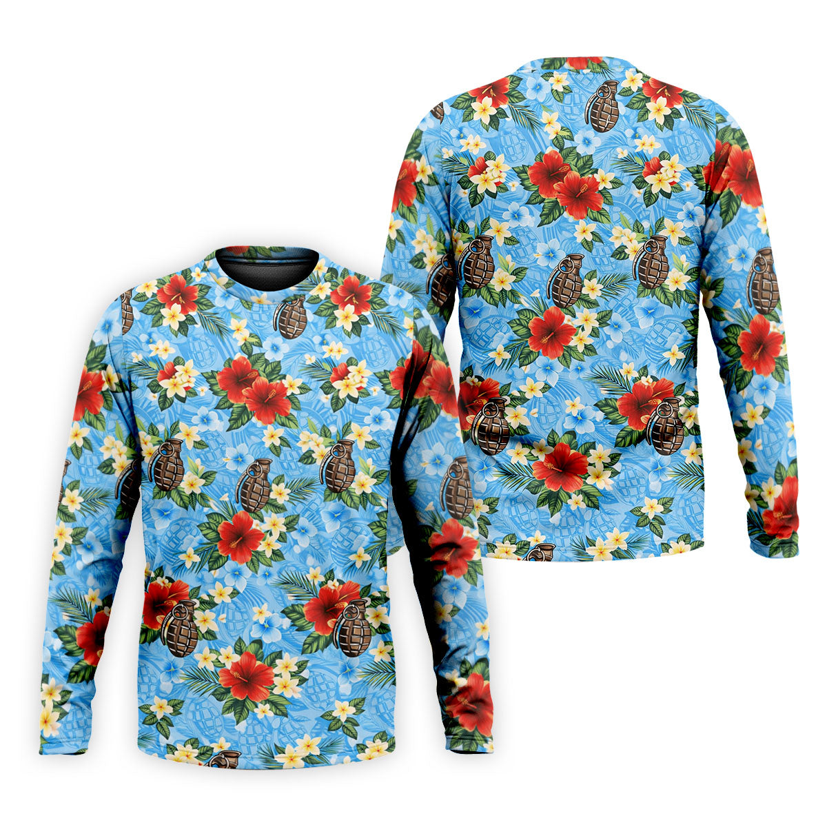 Floral Pattern Army Theme Hawaiian Blue Golf Shirt, Men's Golf Polo ShirtShirts For Men