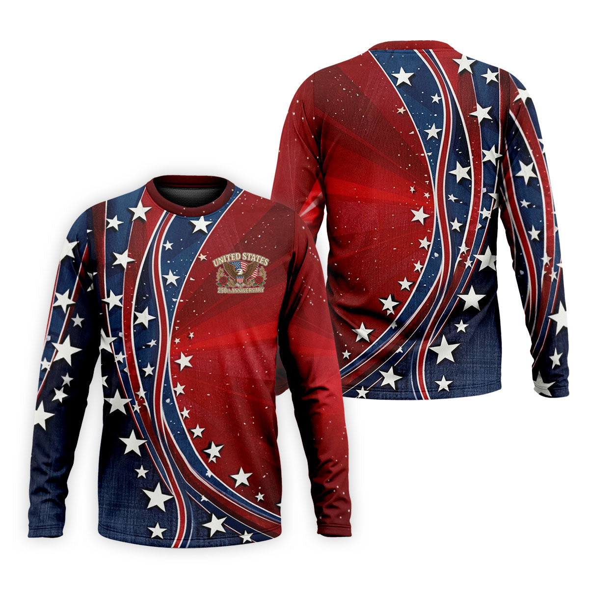 US 250th Anniversary Red White Navy Stars And Stripes Patriotic Golf Shirt, 4th Of July Golf Shirts For Men