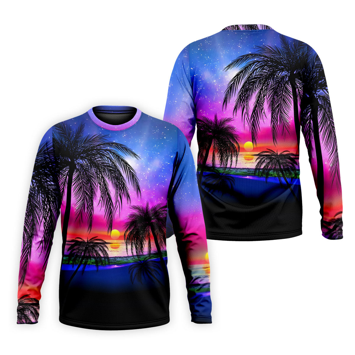 Palm Tree Beach Sunset Golf Shirt, Mens Golf Polo, Printed Golf Shirts, Golf Apparel For Men
