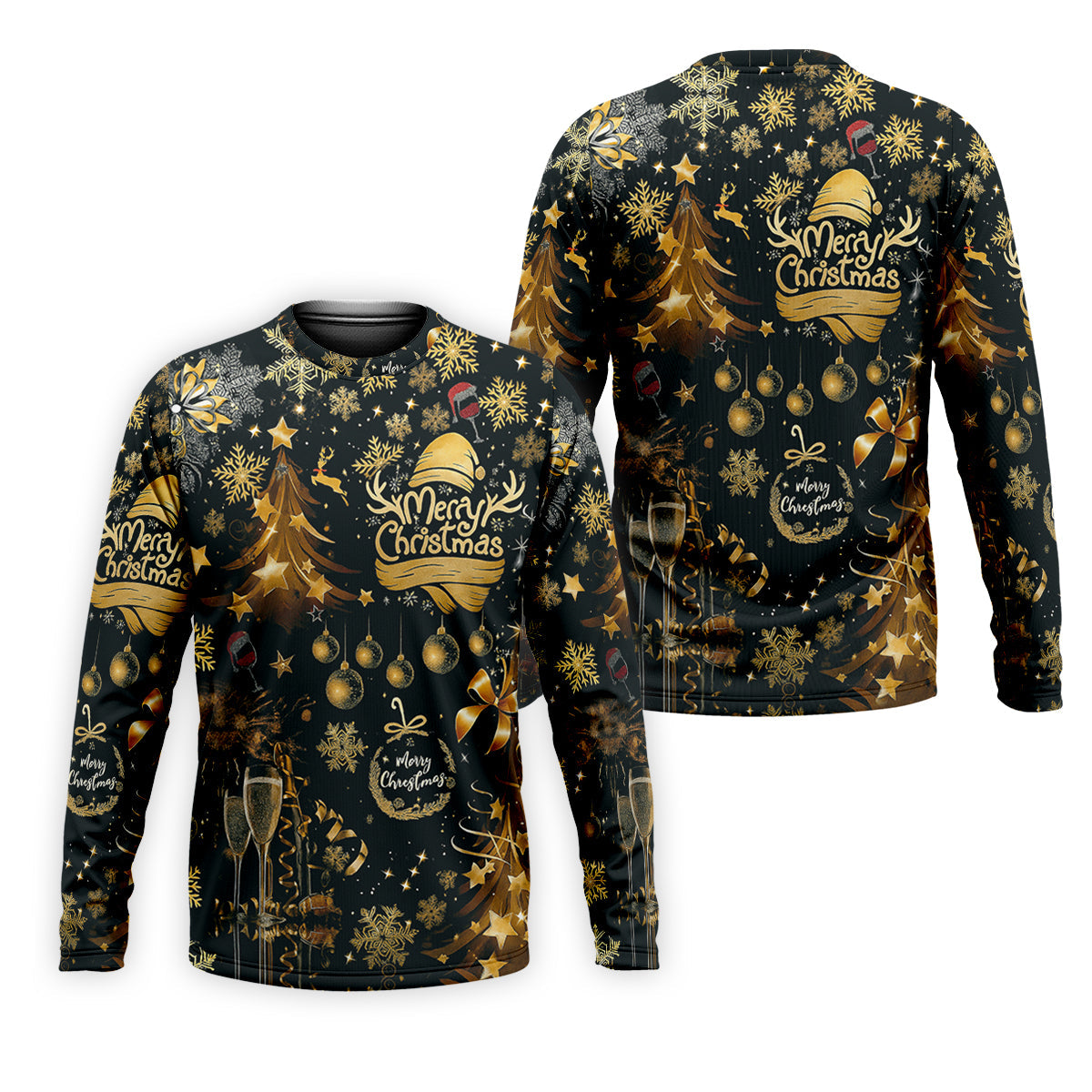 Champagne Golden Merry Christmas Men's Golf Polo Shirtistmas Golf Shirt, Golf Gift For Men