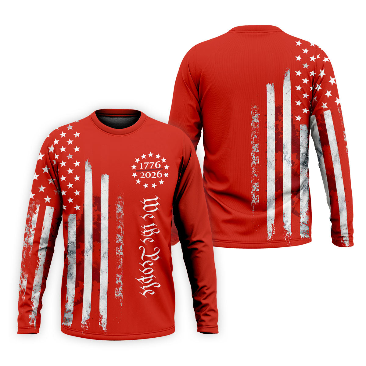 We The People Distressed Flag Patriotic Red Golf Shirt, 250 Years 4th Of July Golf Shirts For Men