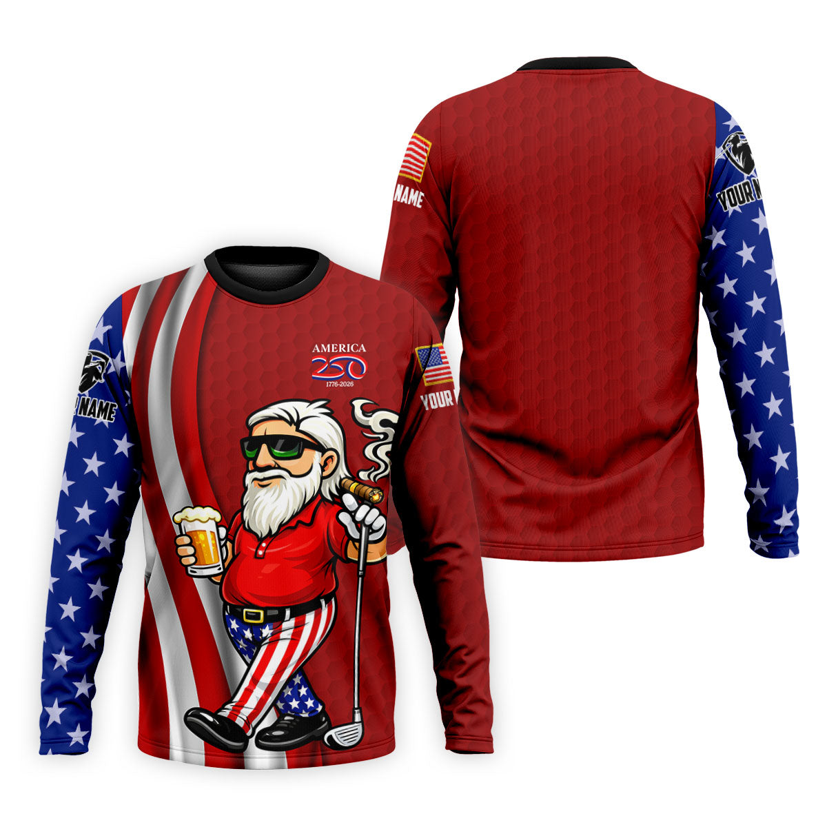 America 250 Patriotic Man 4th Of July Red Golf Shirt, Golf And Beer Golf Shirts For Men