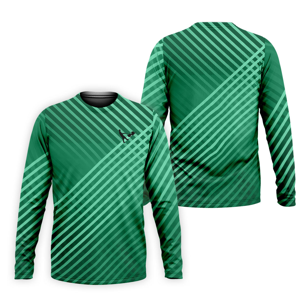 Green And White Striped Pattern Golf Tops For Men, Performance Golf Shirt, Polo Shirt Men
