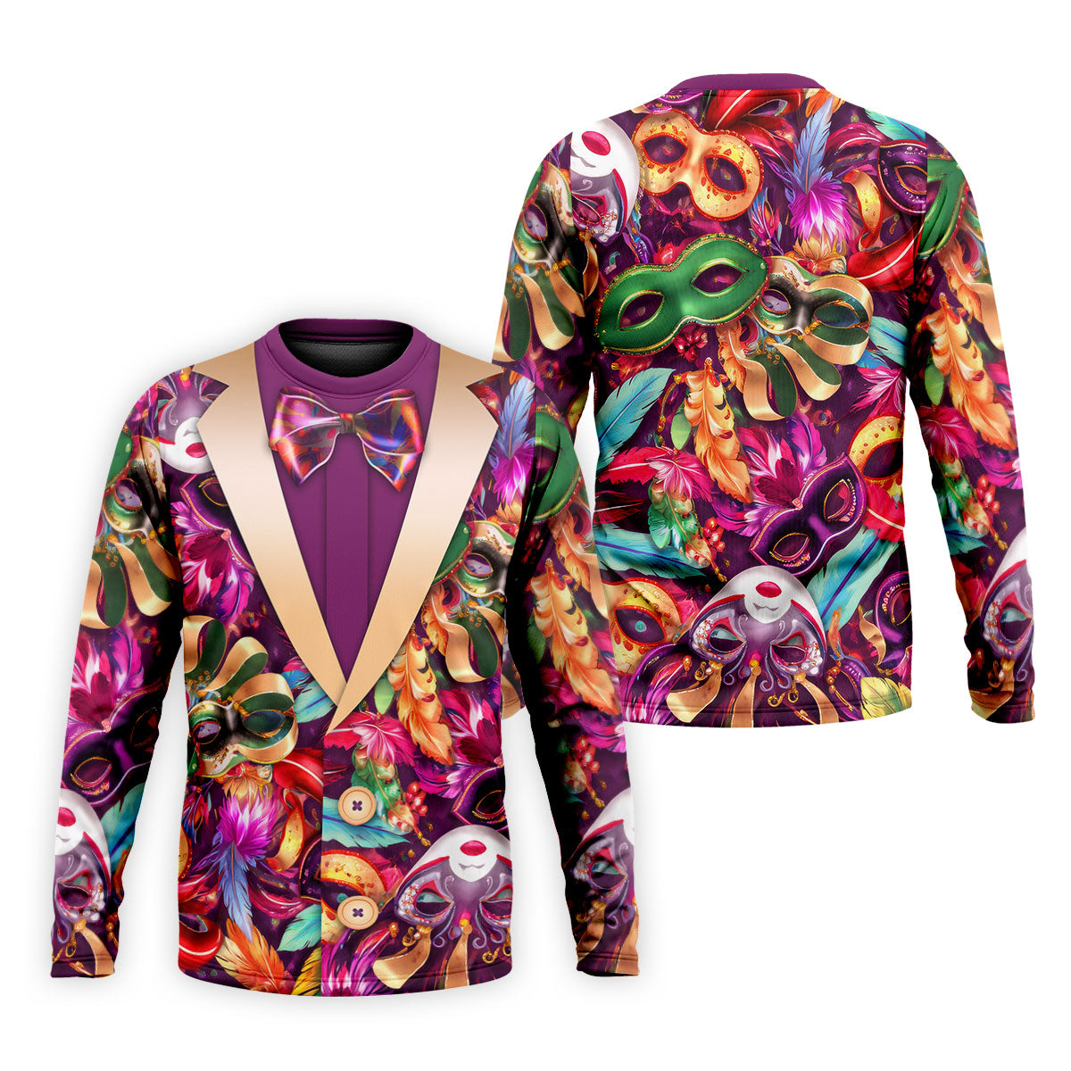 Colorful Mardi Gras Suit Print Men's Funny Golf Shirts, Polo Shirt Men, Golf Shirts For Men
