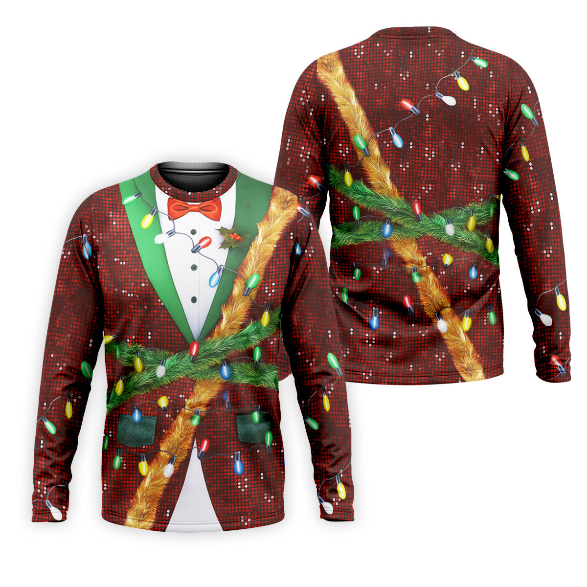 Christmas Lights Disco Ball Pattern Men's Golf Polo Shirttmas Golf Shirt, Golf Gift For Men