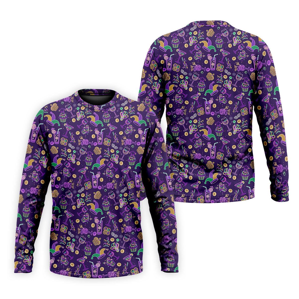 Mardi Gras Food Green Gold Purple Golf Tops For Men, Polo ShirtFor Men, Golf Shirts For Men