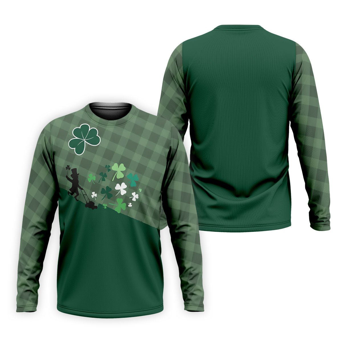 Green Checkered Leprechaun Shamrock St Patrick's Day Golf Shirt, Performance Golf Shirt, Polo ShirtFor Men