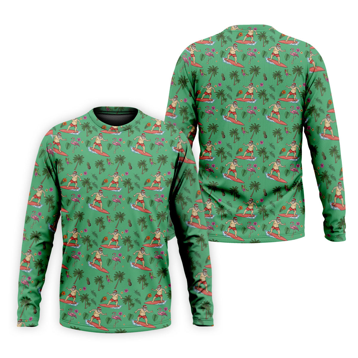 Santa Flamingo Tropical Golf Shirt, Christmas Golf Shirt, Golf Apparel For Men