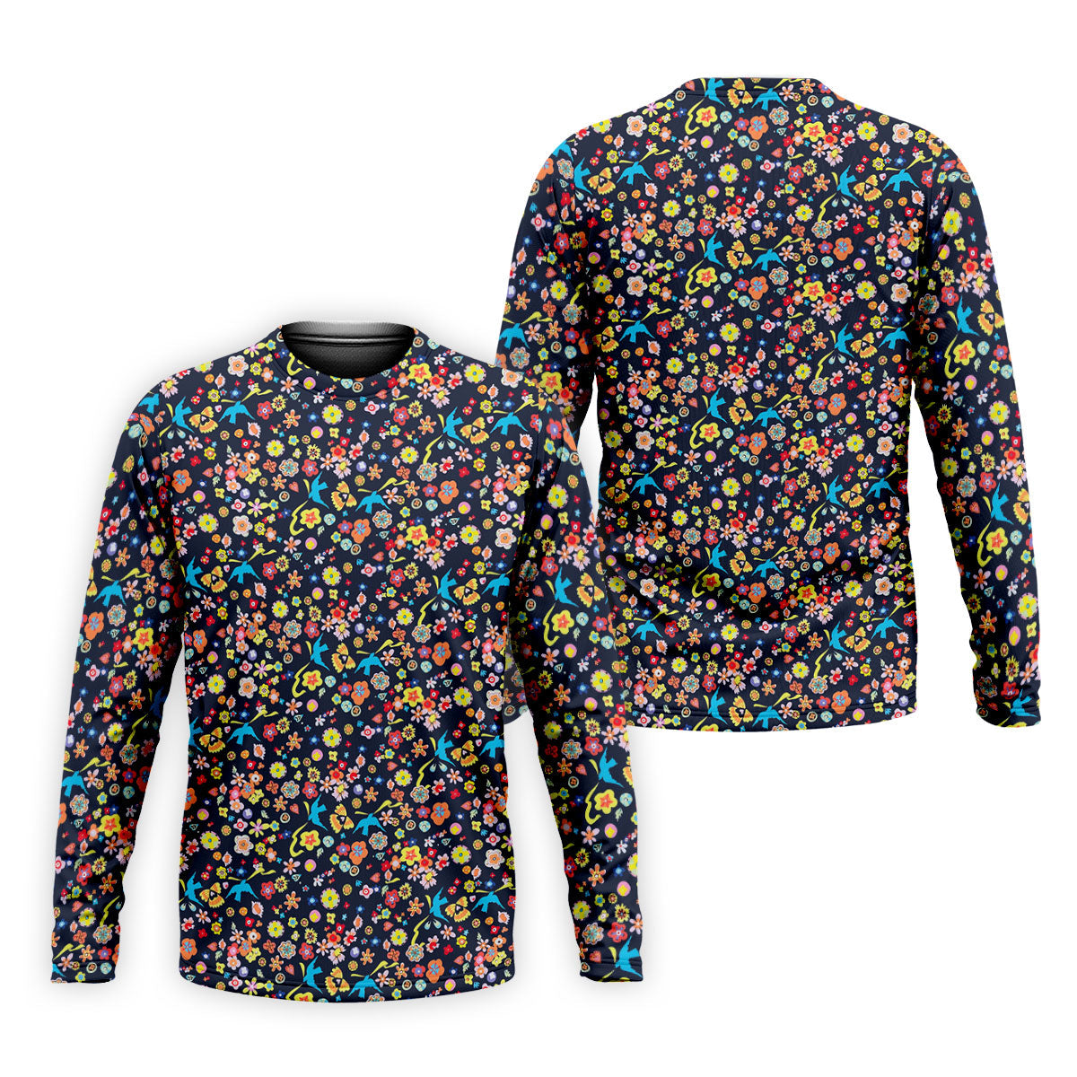 Colorful Floral Bird Garden Golf Shirt, Mens Golf Polo, Printed Golf Shirts